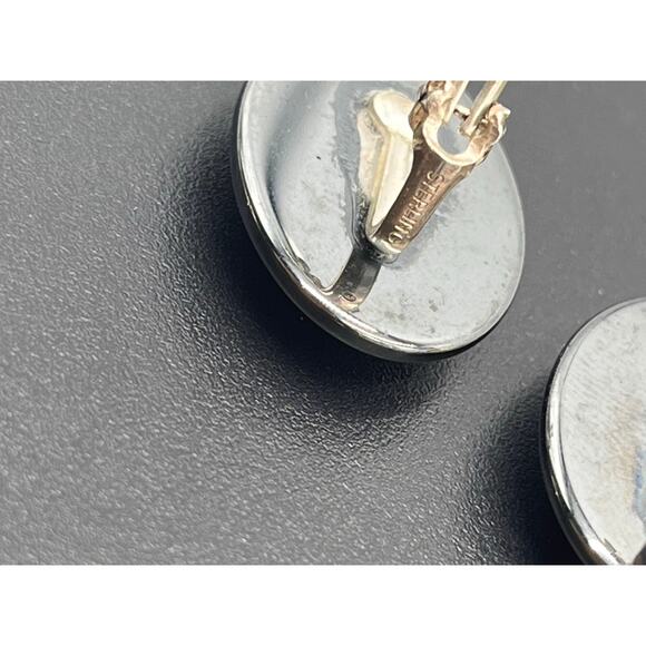 Margo Morrison Shiny Black Smooth Cabochon Hematite Sterling Silver Clip Earring - Picture 5 of 8